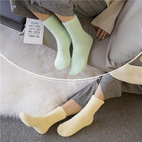 Womens Fuzzy Socks Cozy Fluffy Winter Warm Slipper Socks Microfiber SleepingSock - Picture 12 of 14